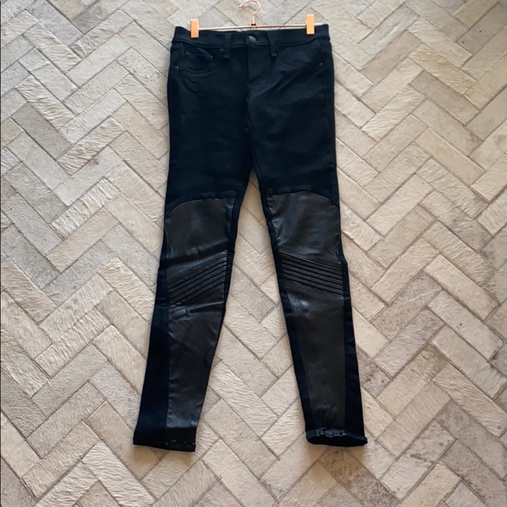 RAG & BONE Black Leather / Cotton Jeans - Picture 1 of 4